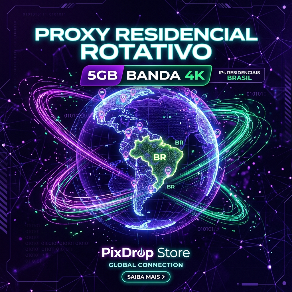 Proxy Rotativa Residencial 5GB (Banda 4K • Rotação a Cada Requisição)